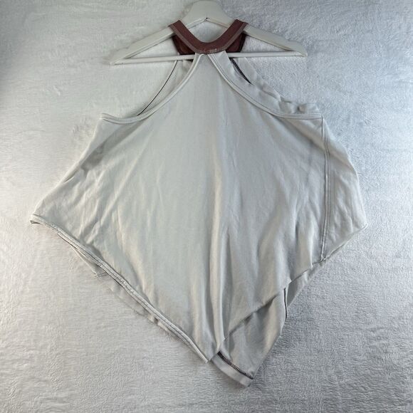We The Free People Small Twin Peaks Tank Top White Anthropologie Raw Edge Relax - Picture 11 of 12